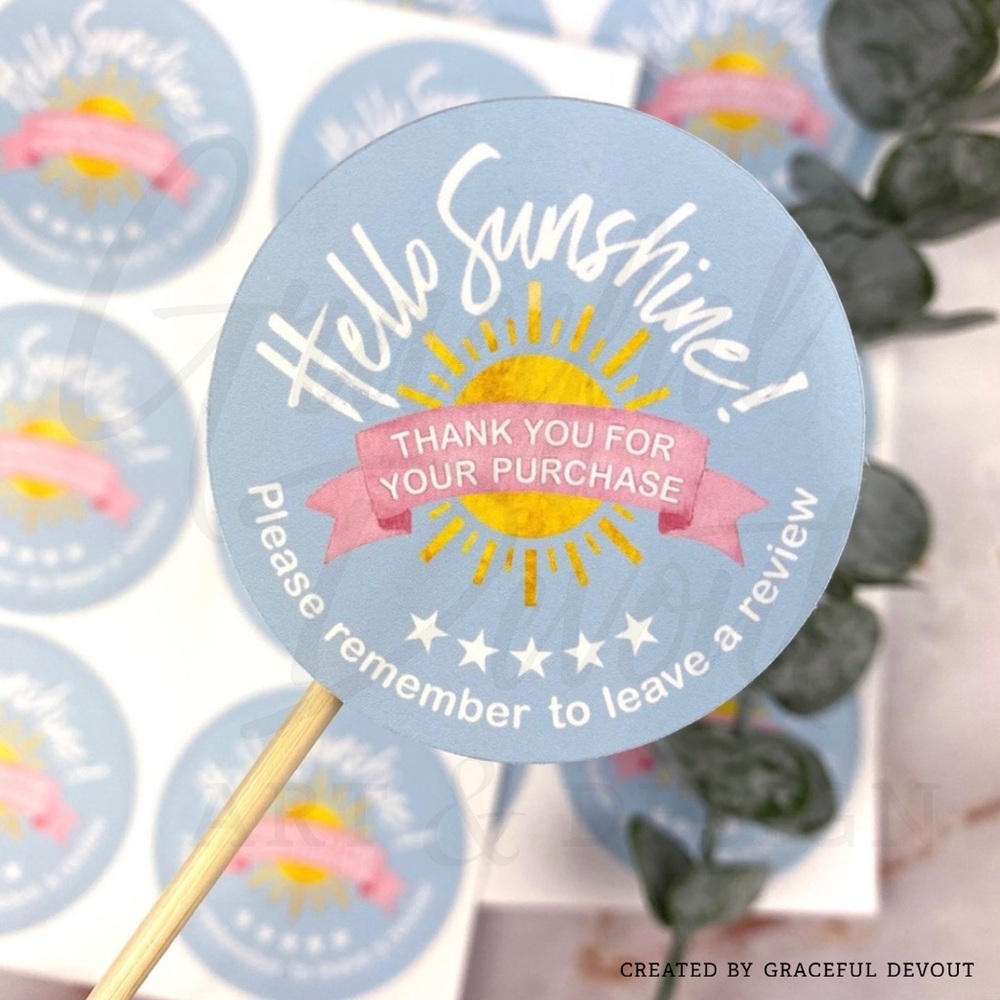 Hello Sunshine! - 2" (inches) Round (48ct.) Stickers - Picture 3 of 4